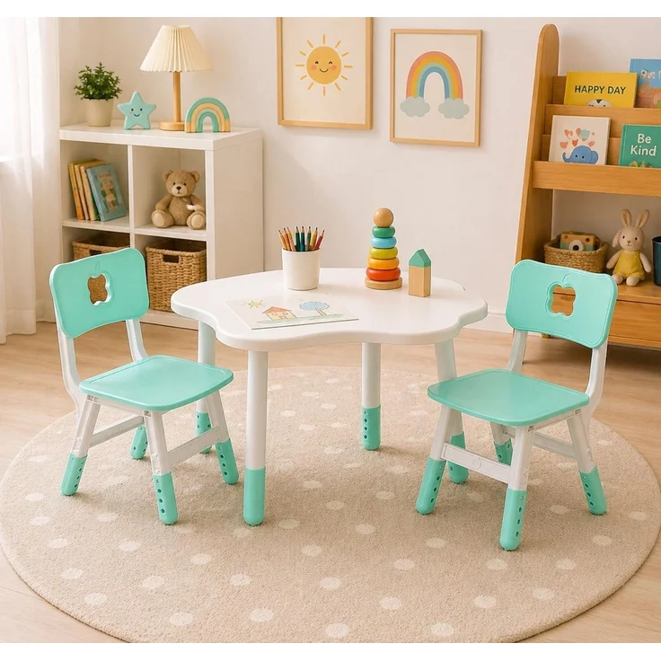 BAYLI Schreibtisch Kinderstuhl Helltürkis höhenverstellbar 27–30 cm – Kunststoff Stuhl – Bild 4