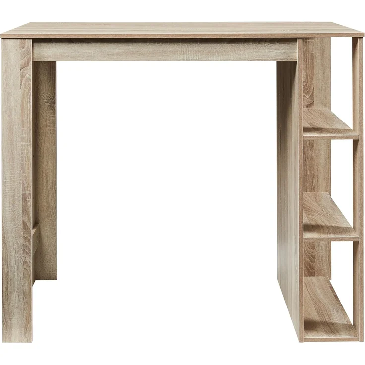Bartisch Danderyd 120x60x106 cm mit 3 Ablagefächern Eicheoptik [en. casa] – Bild 6