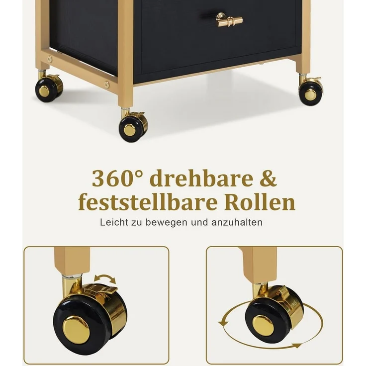MCombo Servierwagen M MCombo Friseurwagen mit Rollen & 3 Schubladen, Servierwagen 0022, mit Rollen, 3 Schubladen, 2 Ablagen, Getränkehalter – Bild 3