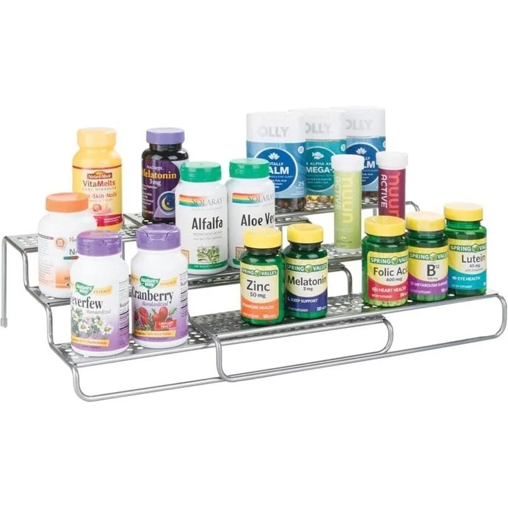mDesign Gewürzregal Regal Küchenablage Organizer ausziehbar Metall Silber – Bild 6