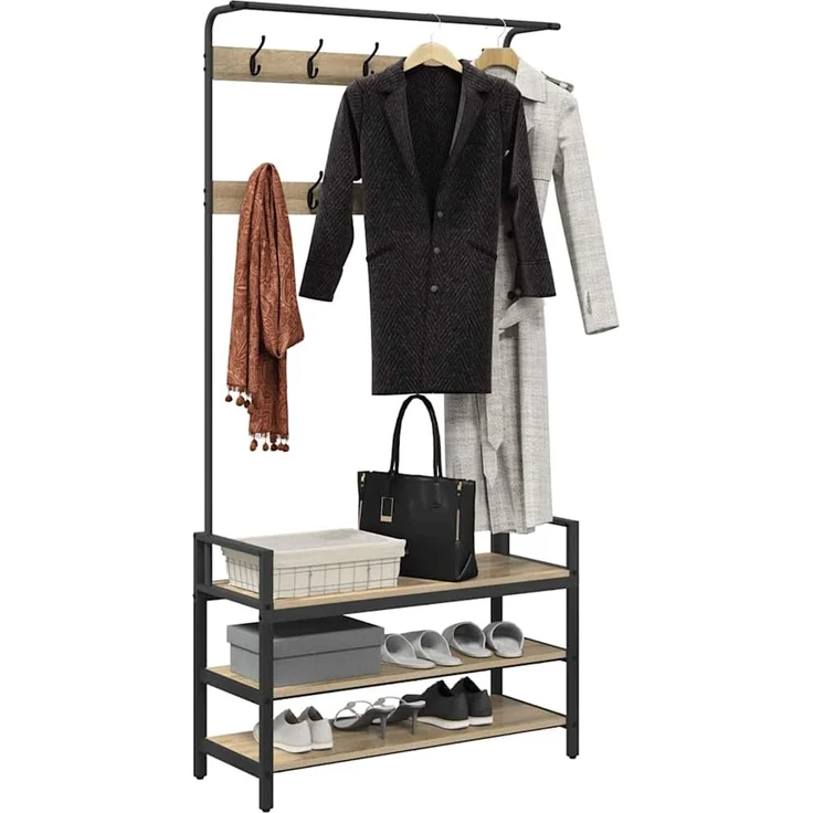 vidaXL Garderobenständer 95 x 34 x 184 cm Sonoma-Eiche Holzwerkstoff 879960 – Bild 3