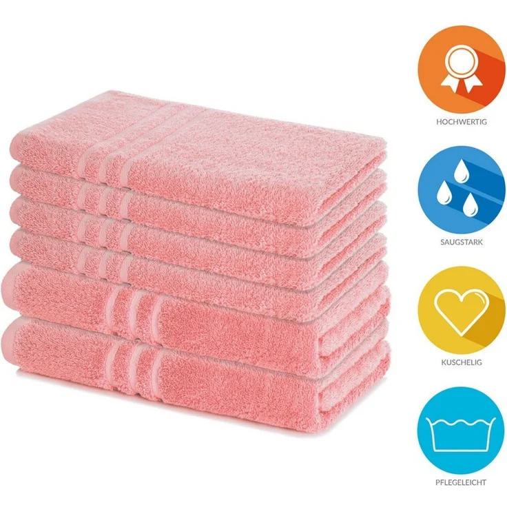 Lavea Handtuch Set Elena, Duschtücher, Handtücher, Gästetücher, Waschhandschuhe, 100% Baumwolle (Set, 6-St), Frottierserie, weich & saugstark, pflegeleicht, 500 g/m² Frottier – Bild 1