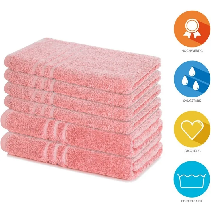 Lavea Handtuch Set Elena, Duschtücher, Handtücher, Gästetücher, Waschhandschuhe, 100% Baumwolle (Set, 6-St), Frottierserie, weich & saugstark, pflegeleicht, 500 g/m² Frottier