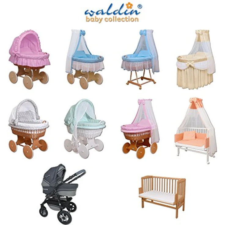 Waldin Stubenwagen Waldin Baby Stubenwagen-Set mit Ausstattung,XXL – Bild 3