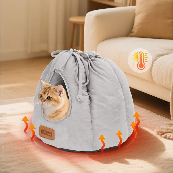 nobleza Tierbett 2-in-1 Katzenbett und Höhle, Geschlossen oder Offen Konvertierbar – Bild 3