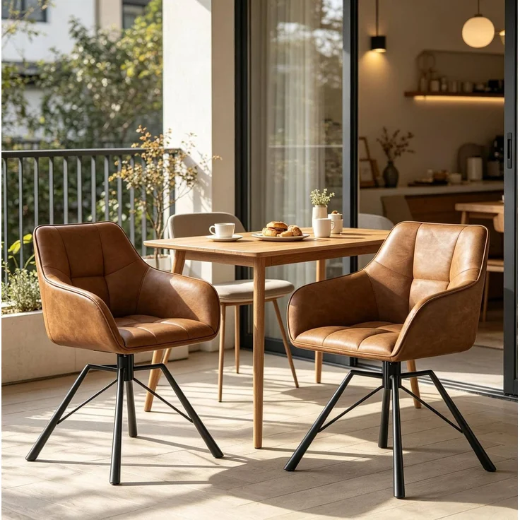 Esszimmerstuhl 57x41x82,5 cm im 2er-Set, drehbar mit Armlehnen und breitem Sitz – Bild 4