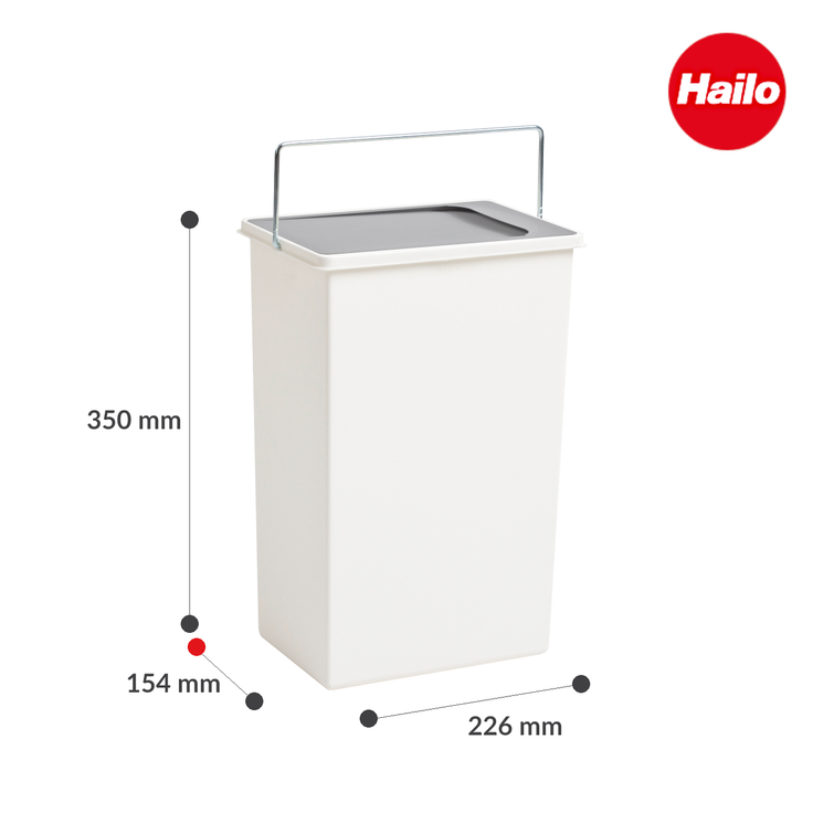 Hailo Inneneimer 1045629 weiß 10 Liter 226 x 154 x 350 mm mit Deckel – Bild 3