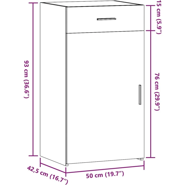 vidaXL Sideboard Schwarz 50x42,5x93 cm Holzwerkstoff 846293 – Bild 10