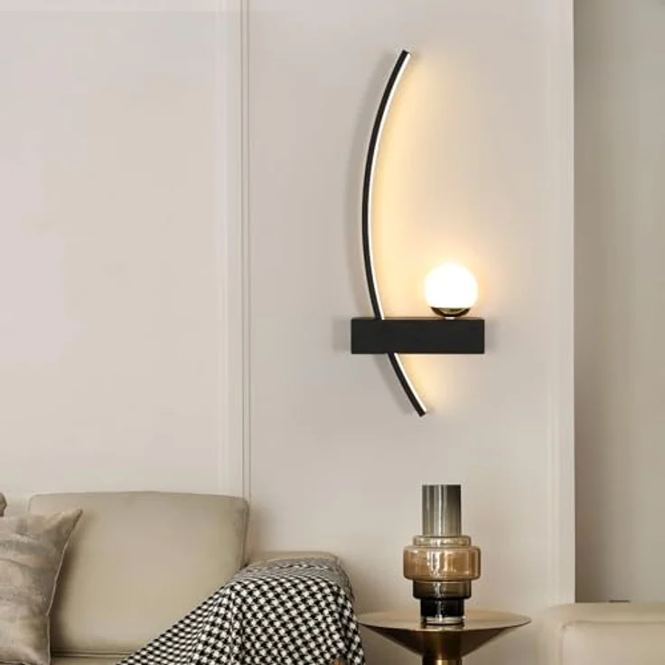 Goeco LED Wandleuchte Innen, 14W Moderne Wandlampe LED mit Geschwungenem Design, Wandbeleuchtung Schwarze für Schlafzimmer Korridor Wohnzimmer Treppe – Bild 8