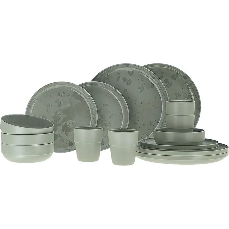 Travellife Geschirr-Set Melamin Geschirr Set Palma Camping, Melamin, Reise Keramik Optik 16 teilig