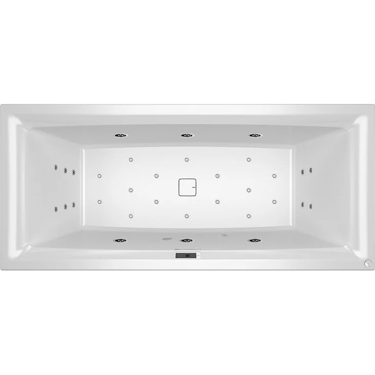 RIHO Still Square Rechteck-Badewanne, mit Riho Fall, Version rechts, mit Bliss-System, Einbau, mit Ab-/Überlaufgarnitur, 2-Sitzer, weiß, B, Ausführung: 180 x 80 x 50 cm, ohne Kopfkissen/Licht - B099042005