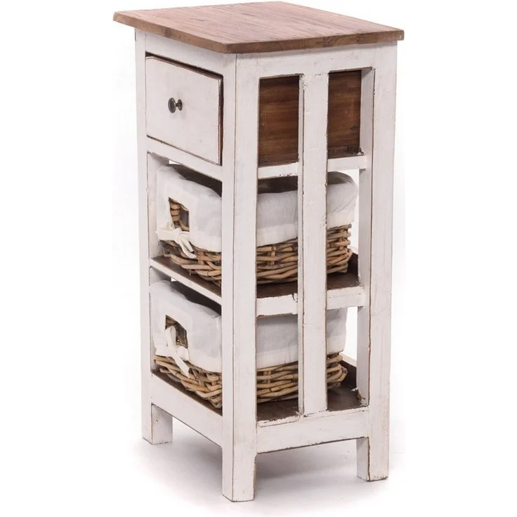 DESIGN DELIGHTS Telefontisch TELEFONTISCH "RATTAN 70", 70x38x28cm (HxBxT), Altholz massiv Beistell – Bild 2
