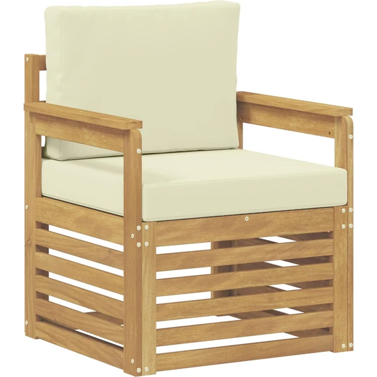 vidaXL 2 Stück Outdoor-Sofagarnitur Polyester Weiß und Creme 3439082 – Bild 2