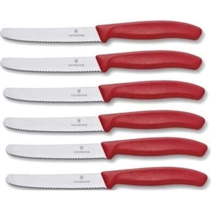 Victorinox | Tafelmesser Set | 6er Set | Swiss Classic | roter Griff | ideal für den täglichen Gebrauch | spülmaschinengeeignet | hochqualitative Klinge – Bild 4