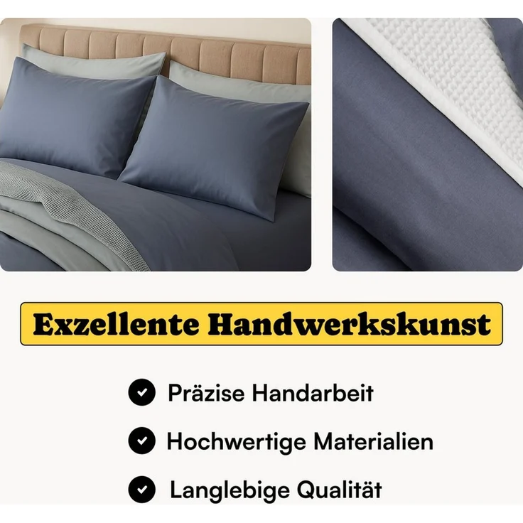 Seralino Bettwäsche Mako Satin Bettwäsche (100% Bio Baumwolle) mit Kissenbezug, 2 teilig, Fairtrade/ GOTS zertifiziert, uni Bettwäsche Set mit Reißverschluss – Bild 2