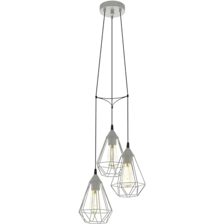EGLO Cluster Hängelampe Tarbes, 3-flammige Pendelleuchte über Esstisch, Deckenlampe hängend aus Metall in Grau, Esszimmerlampe mit E27 Fassung, Ø 31 cm – Bild 2