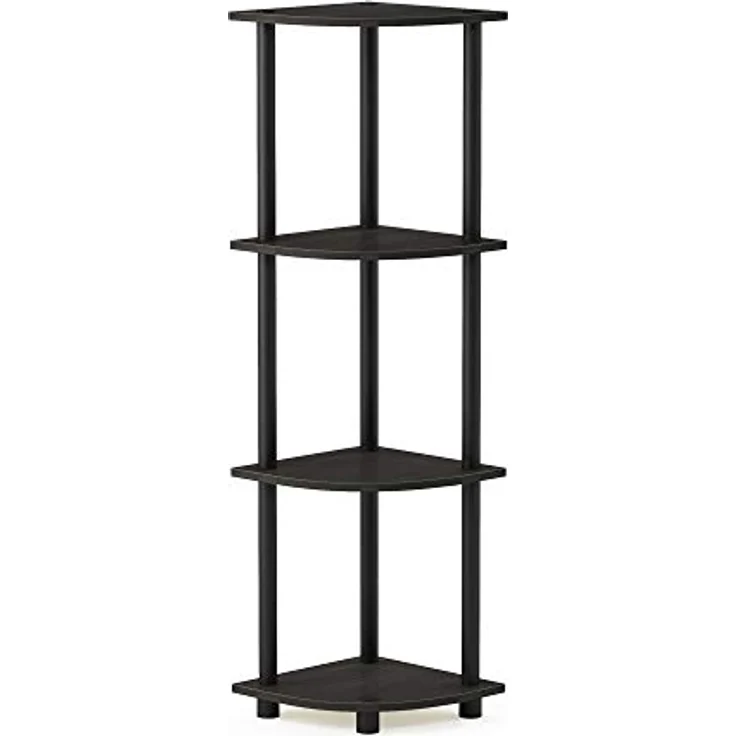 Furinno 4-stufiges-Eckregal, Espresso/Schwarz, 29. 46x29. 46x110. 49 cm – Bild 7