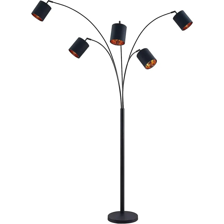 Lindby Stehlampe Abiram, LED, Metall, Schwarz IP20, 5x8 W LED