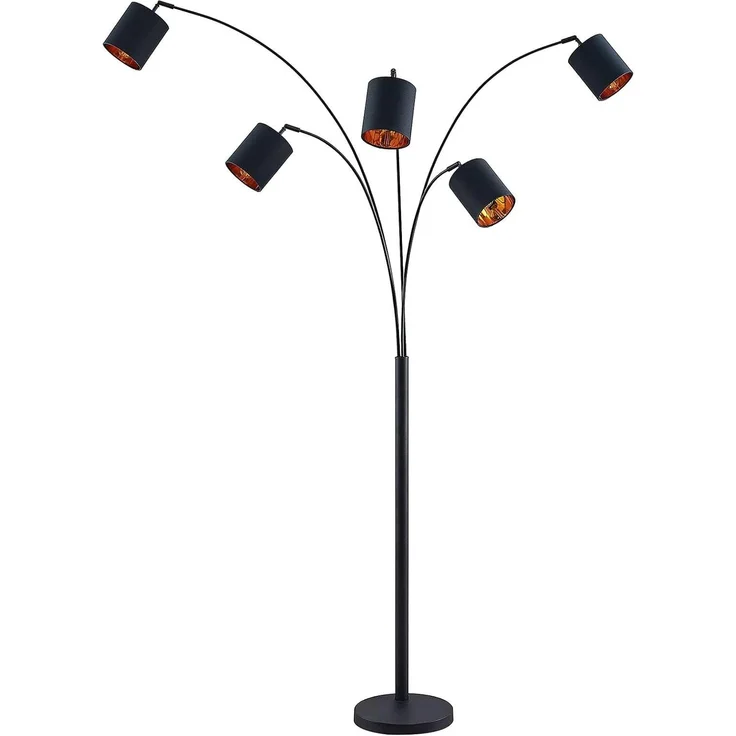 Lindby Stehlampe Abiram, LED, Metall, Schwarz IP20, 5x8 W LED – Bild 1