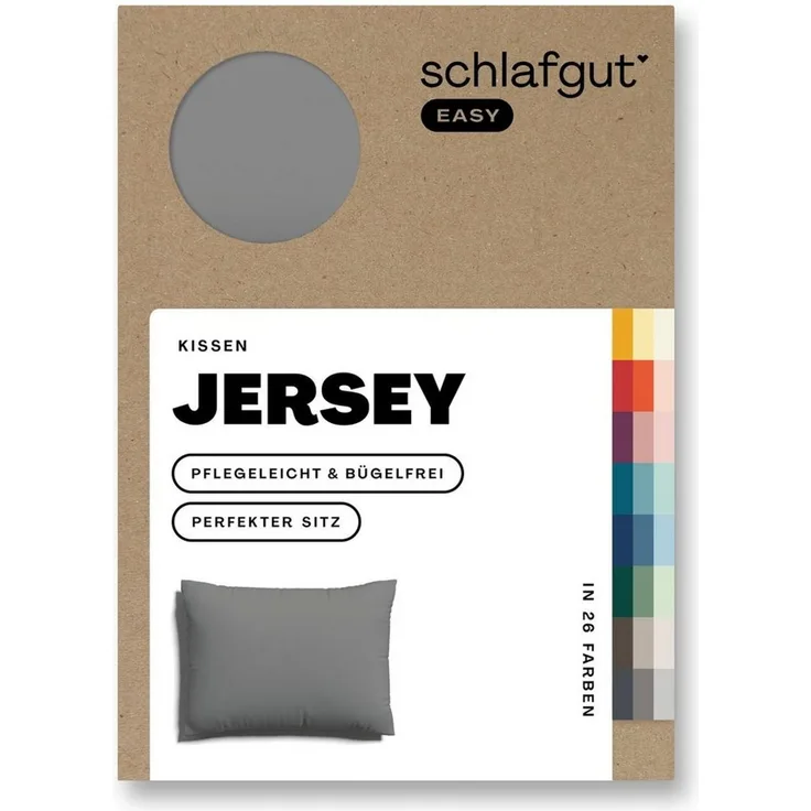 Schlafgut 'EASY' Kissenbezug, Jersey, Grey Mid, 60x80 cm