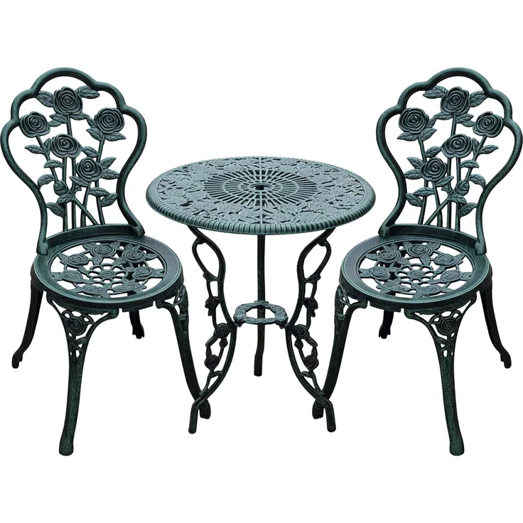 Bistroset Gartenset für 2 Personen Balkonmöbel Set Gussaluminium Antik Grün--Antik Grün--69x60x60cm--YOUDENOVA