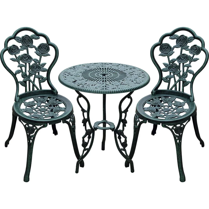 Bistroset Gartenset für 2 Personen Balkonmöbel Set Gussaluminium Antik Grün--Antik Grün--69x60x60cm--YOUDENOVA – Bild 1