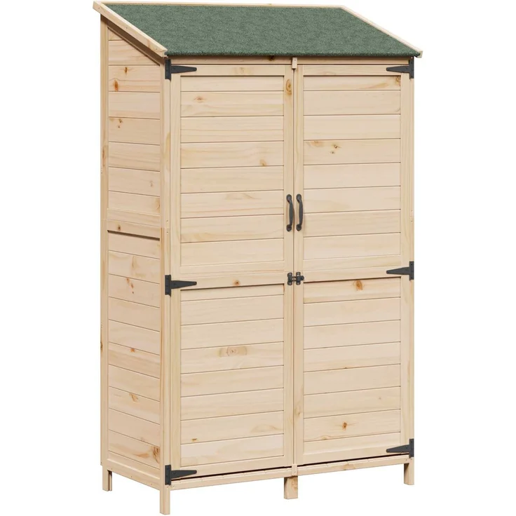vidaXL Gartenschuppen Natur 106,5 x 56 x 176 cm Massivholz aus Fichte 42033448 – Bild 2
