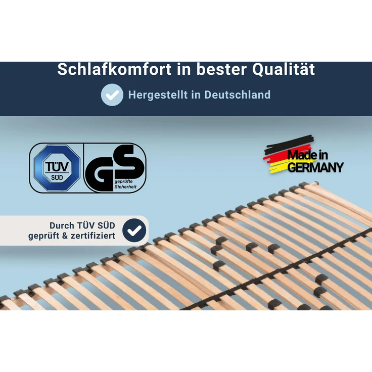 Max NV MZV – Lattenrost zur Selbstmontage mit 28 Leisten, durchgehender Holm, TÜV SÜD GS, Größe: 140x220 – Bild 5