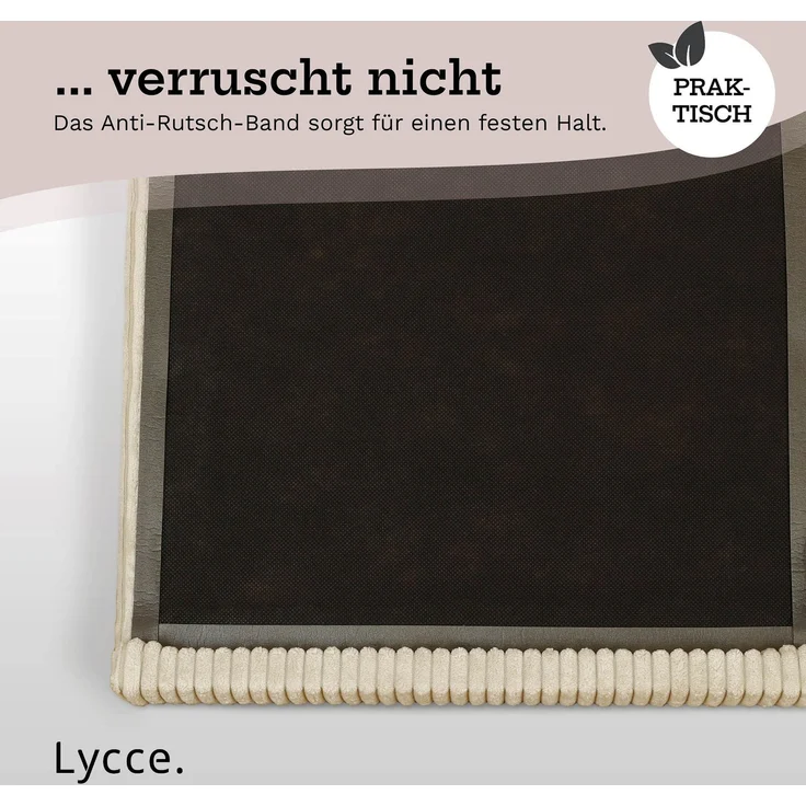 Lycce Bankauflage Klemmkissen mit Leiste - Cord, Polsterung, rutschfest Beige 8x40x38cm – Bild 8