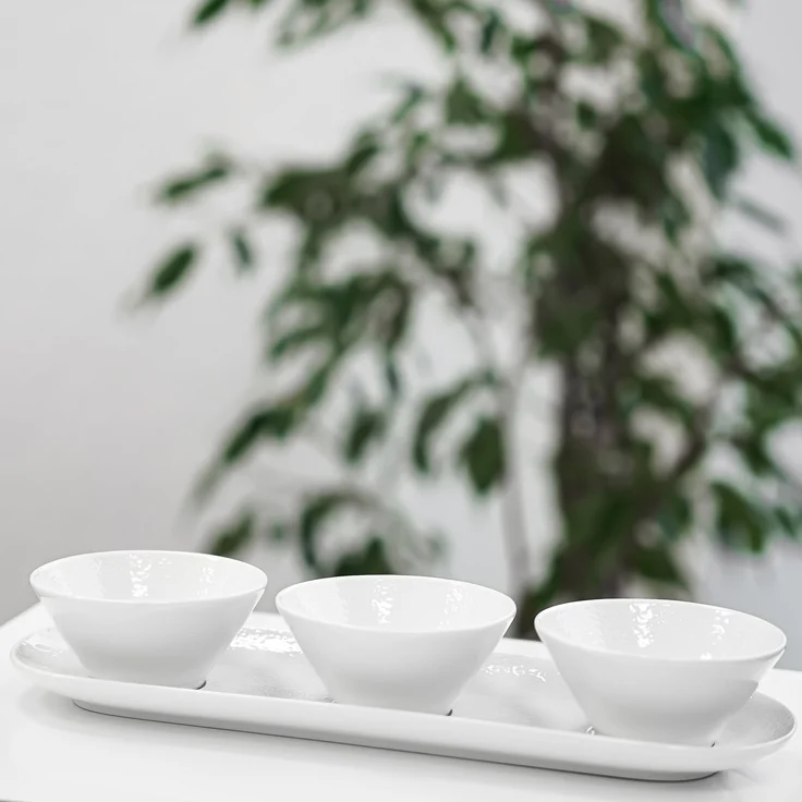 Sara 4-teiliges Snackschalen-Set aus Porzellan - 3 Schalen mit Servierplatte – Bild 2