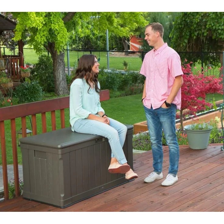 LIFETIME 60089 - Ultra-resistente Gartentruhe 127 x 64 x 67 cm UV100 braun – Bild 4