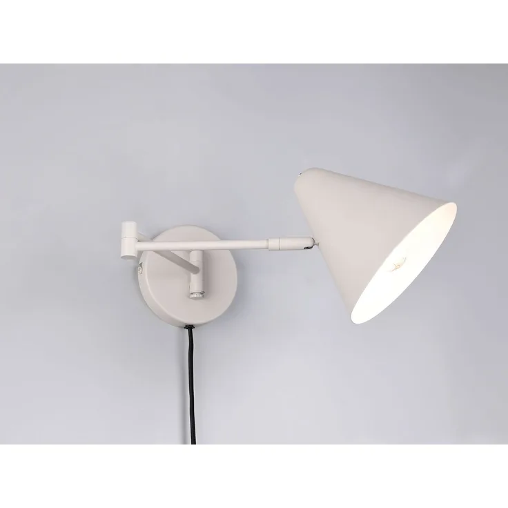 LED Wandleuchte mit Stecker, Schalter und Schwenkarm, Hellgrau, Höhe 16cm
