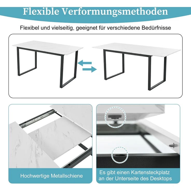 Essgruppe 5-teilig mit ausziehbarem Esstisch 140/180 cm & 4 Stühlen, modern für Esszimmer und Küche – Bild 4
