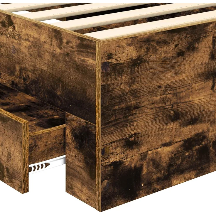 vidaXL Bettrahmen Geräucherte Eiche 90 x 190 cm Holzwerkstoff 3410031 – Bild 9
