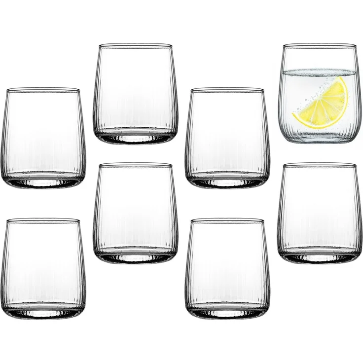 KADAX Wassergläser, Set von 8, Trinkgläser, Saftgläser aus Glas, robuste Gläser für Wasser, Saft, Garten, Party, Drink, Bier, Universalgläser, Cocktailgläser, Getränkegläser – Bild 1