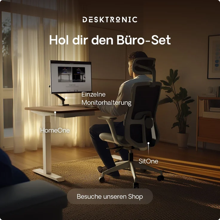Desktronic HomeOne Elektrisch höhenverstellbarer Schreibtisch 140x70cm Weiß/Walnuss mit Memory-Funktion, Anti-Kollisions Technologie, USB-A und USB-C-Ladeanschlüssen – Bild 9