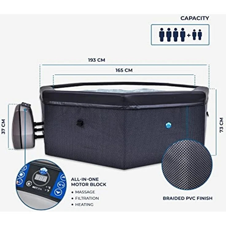 NetSpa 'Octopus' Outdoor-Whirlpool, halbstarr, achteckig, für 4-6 Personen, inkl. 5-teiliger Umrandung – Bild 2