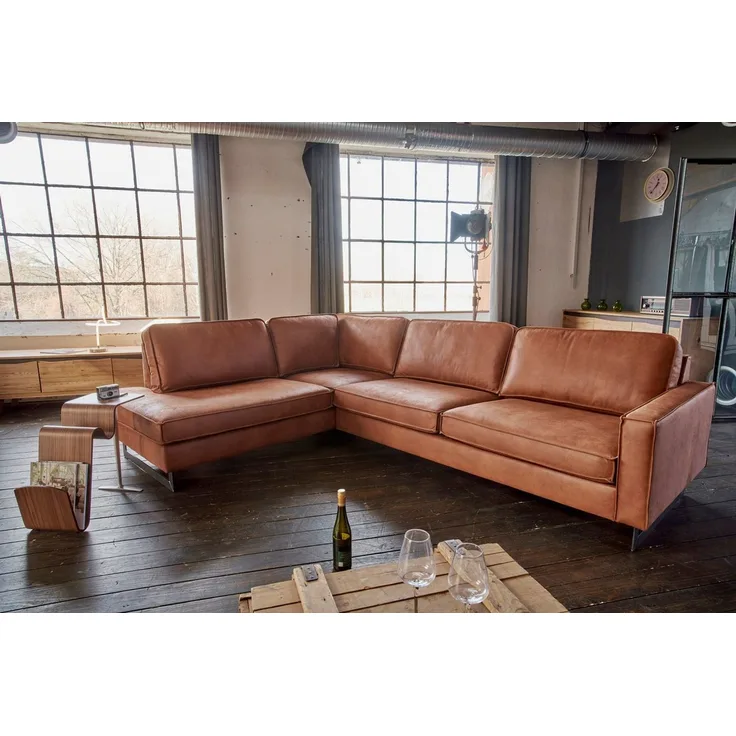 KAWOLA Ecksofa VILNIUS, Kunstleder mit Lederanteil, Recamiere links od. rechts, versch. Farben