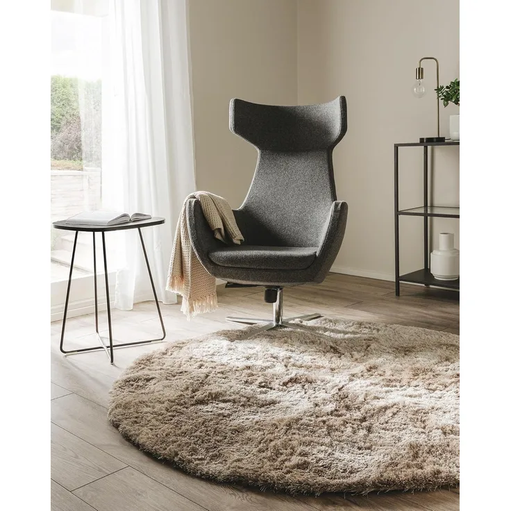 benuta Teppich Whisper, rund, Höhe: 31 mm, Hochflorteppich Wohnzimmer, Schlafzimmer, Esszimmer, Flur, Weich