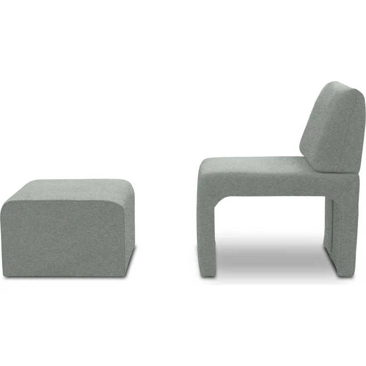 DOMO. collection Sessel 700017, Polstersessel mit Einschubhocker, rechteckig, gepolsterte Rückenlehne, Hocker im Sessel verstaubar, platzsparend, Polsterganitur, 54 x 70 x 82 (BxTxH), schwarz – Bild 5