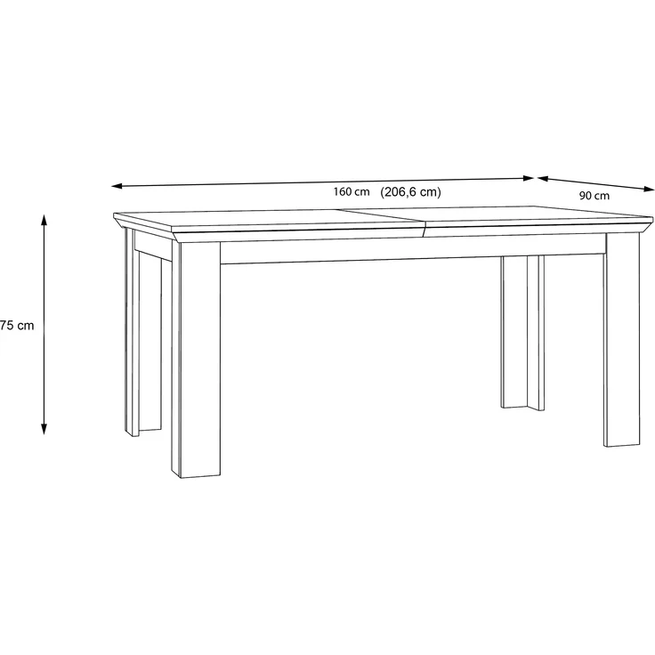 FORTE Iloppa Esstisch ausziehbar, Holzwerkstoff, Grau/Weiß, 160 x 75 x 90 cm – Bild 5
