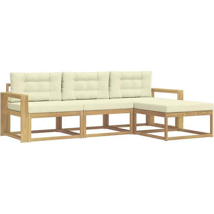 vidaXL Outdoor-Sofagarnitur 4 stk. Weiß und Creme Polyester 3386274 – Bild 2