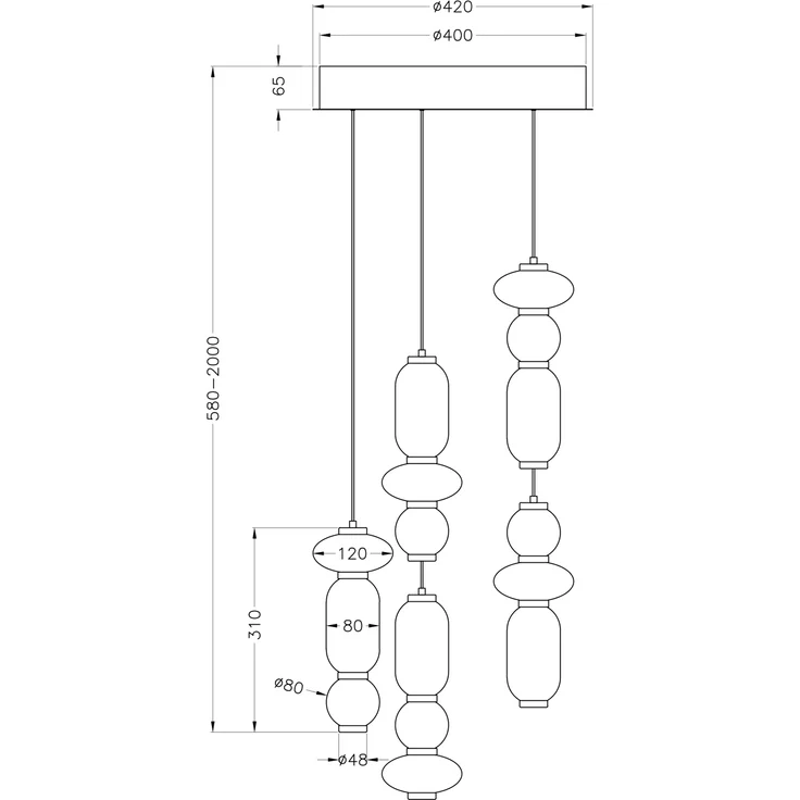 Moderne LED Pendelleuchte MINERVA 5-flammig, höhenverstellbar Ø 42cm – Bild 11