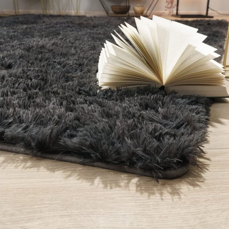 TT Home Teppich Diele, Esszimmer, Flur, Schlafzimmer, Wohnzimmer, Rechteckig, Höhe: 37 mm, Teppich Wohnzimmer Hochflor Langflor Weich Soft Modernes Einfarbiges D – Bild 3