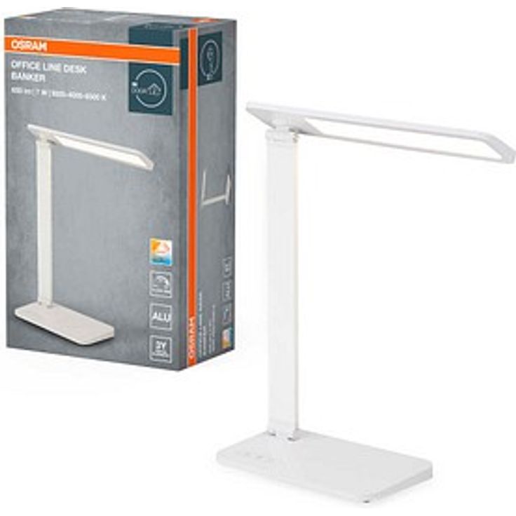 OSRAM Office Line Desk Banker, LED Schreibtischlampe, dimmbar, weiß, 7 W, 418 lm, Farbtemperatur 3000/4000/6500 K