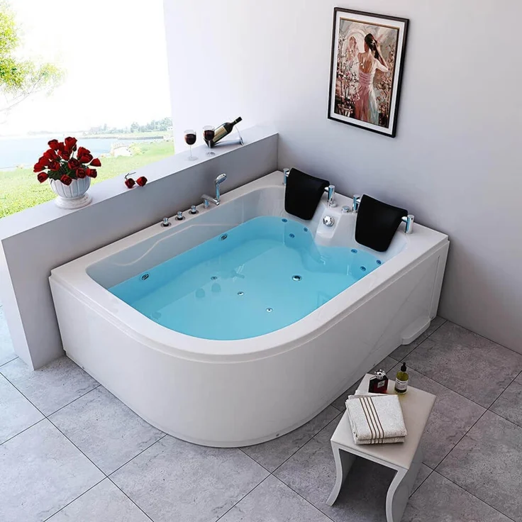 XXL Luxus Whirlpool Badewanne 180x120 cm links für 2 Pers. 10 Hydrojets – Bild 1