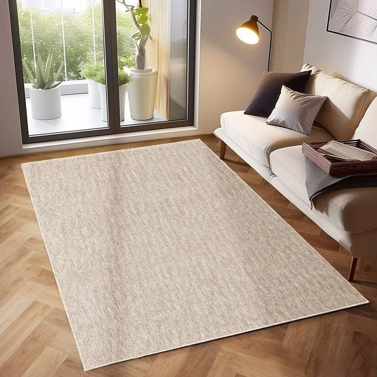 SIMPEX24 Teppich Unicolor - Einfarbig, Läufer, Höhe: 7 mm, Kurzflor Schlingen Teppich Wohnzimmer Einfarbig Modern Teppiche