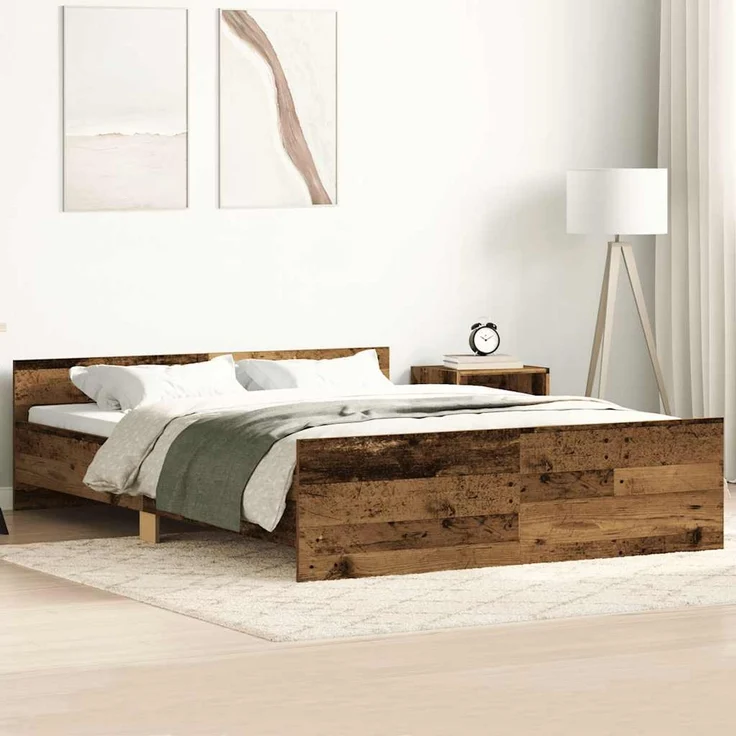 vidaXL Bettgestell ohne Matratze Altholz-Optik 120x200cm Holzwerkstoff 3328732 – Bild 1