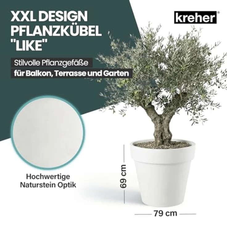 Kreher Pflanzkübel Rollbarer XXL Pflanzkübel "LIKE" Ø 79 cm in verschiedenen Farben (2 St) – Bild 3