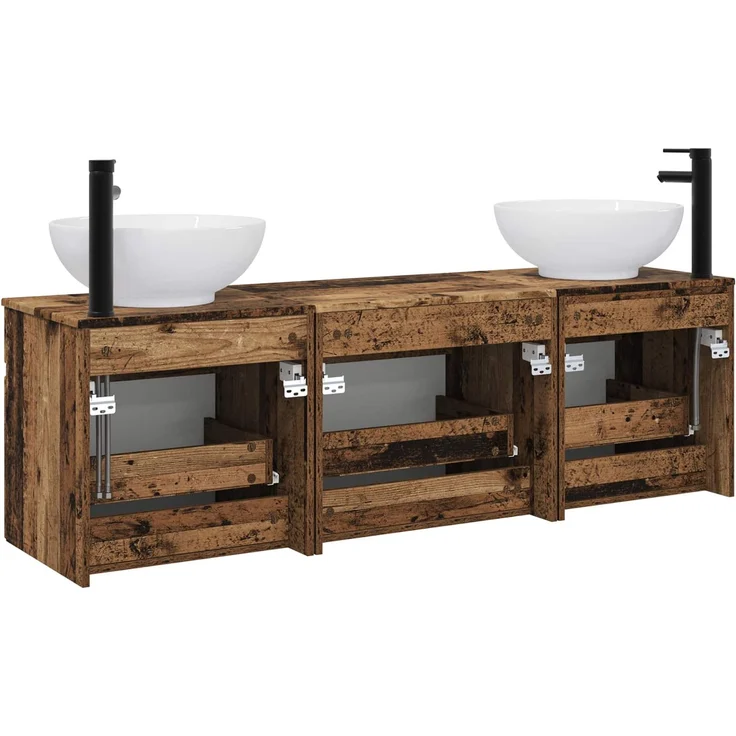 vidaXL Badezimmerschrank-Set 3 stk. Altholz 157 x 44,5 x 80 cm 3405765 – Bild 7